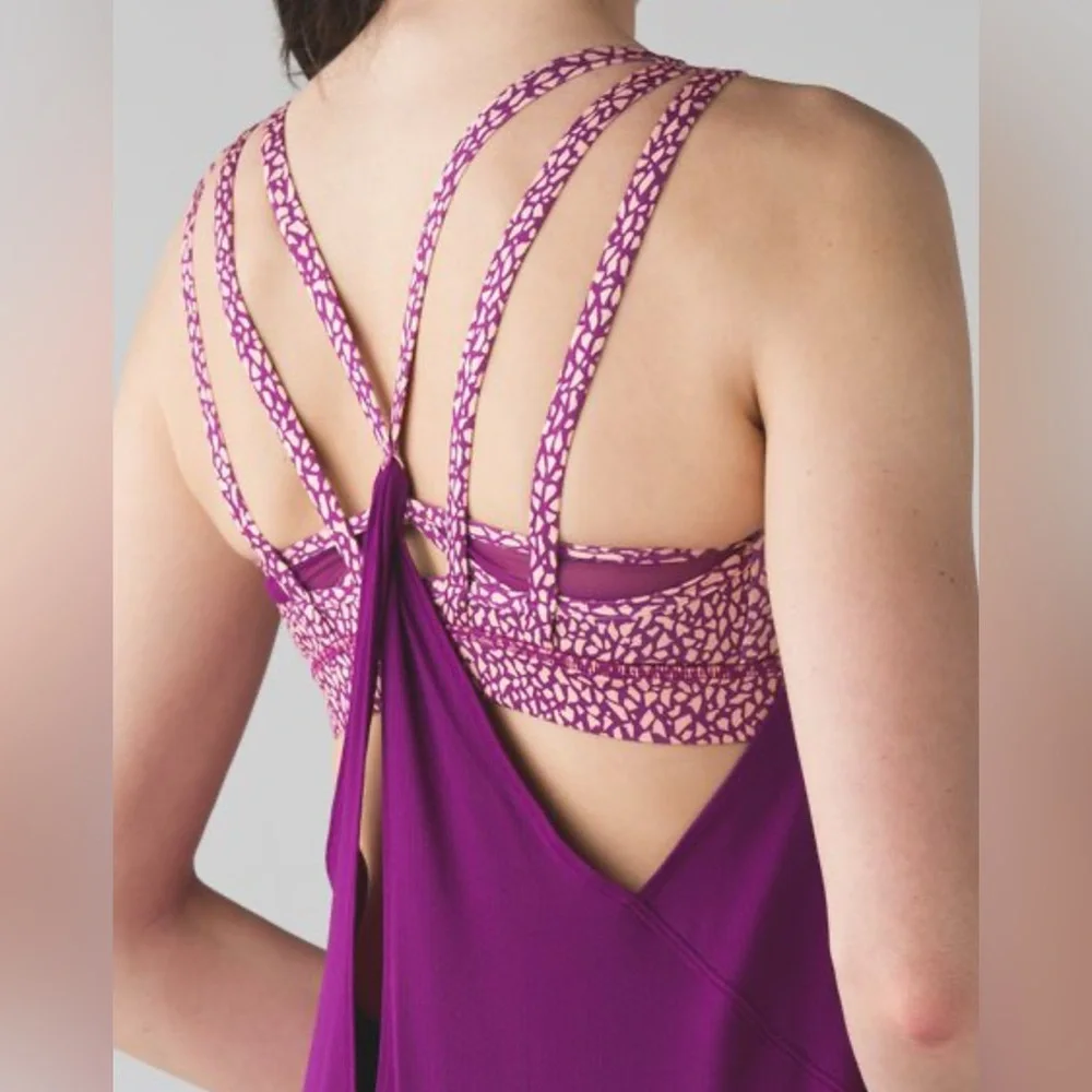 Lululemon Nouveau Limits Tank Regal Plum Miss Mosaic Peach Fuzz gym bra yoga US6 - Picture 1 of 6